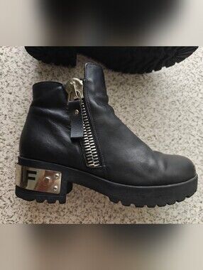 UNIF Gosh Boot Chunky Platform Sz.8 US Black Leather Zipper Rare